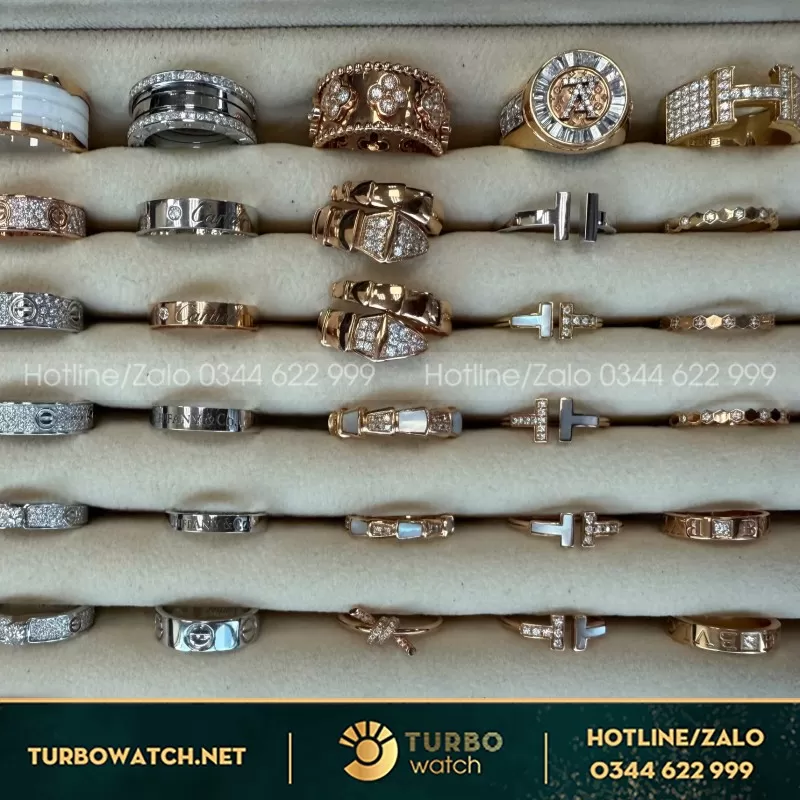 Nhẫn Hãng Chế Tác Vàng 18K Kim Cương Thên Nhiên