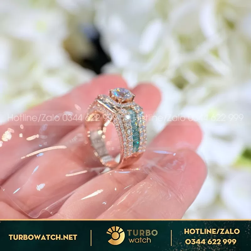 Nhẫn Nam Chế Tác Vàng Hồng 10K Moissanite