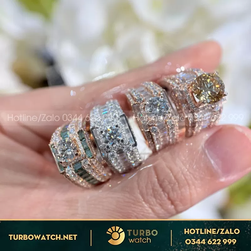 Nhẫn Nam Thiết Kế Vàng 10K 14K 18K Moissanite