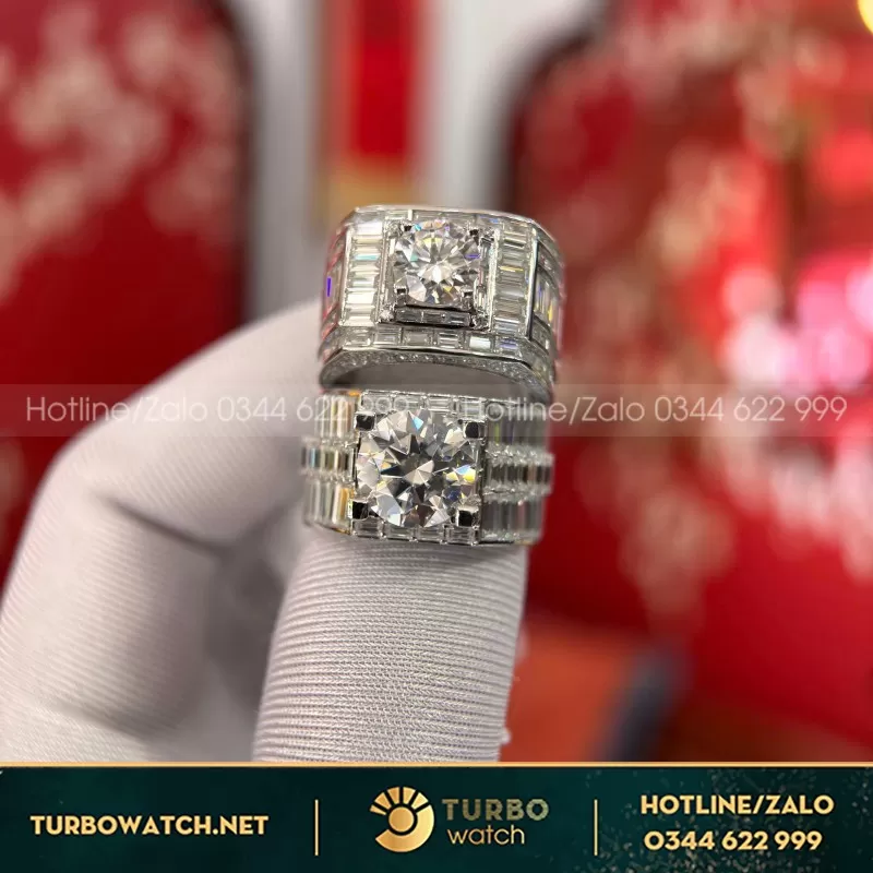 Nhẫn Nam Vàng 10K Mix Moissanite Baguette