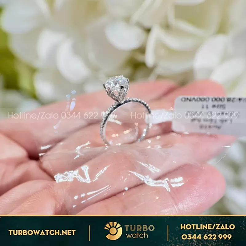 Nhẫn Nữ Au410+Diamond Lab+7.2Mm Lab
