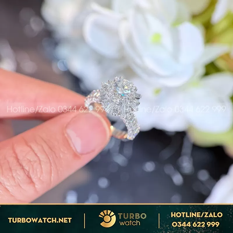 Nhẫn Nữ Thiết Kế Vàng 18K Diamond Lab Baguette+6.3 Monte Lab
