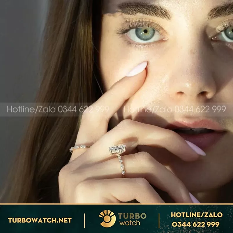 Nhẫn Nữ Vàng Hồng 18K Kim Cương Thiên Nhiên