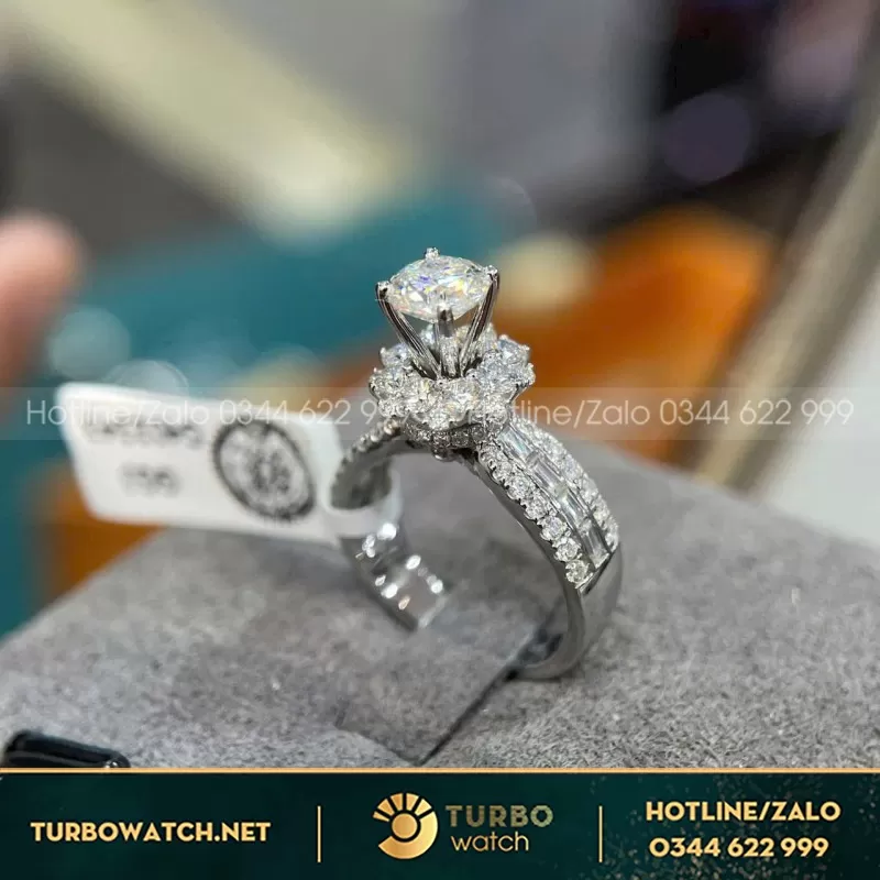 Nhẫn Nữ Vàng Trắng 10K Moissanite