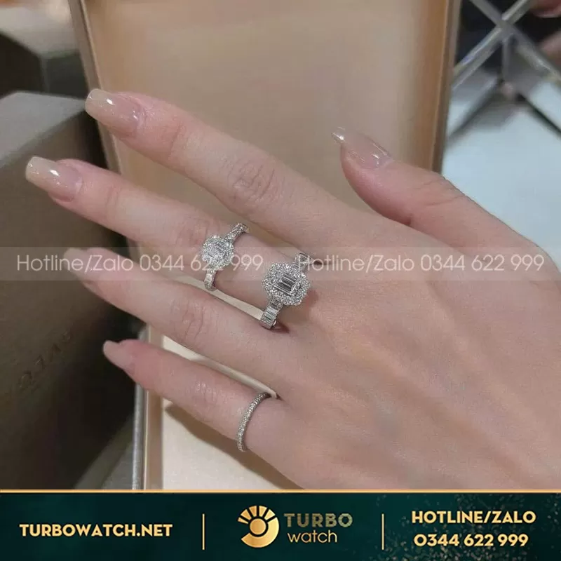 Nhẫn Nữ Vàng Trắng 18K Kim Cương Thiên Nhiên