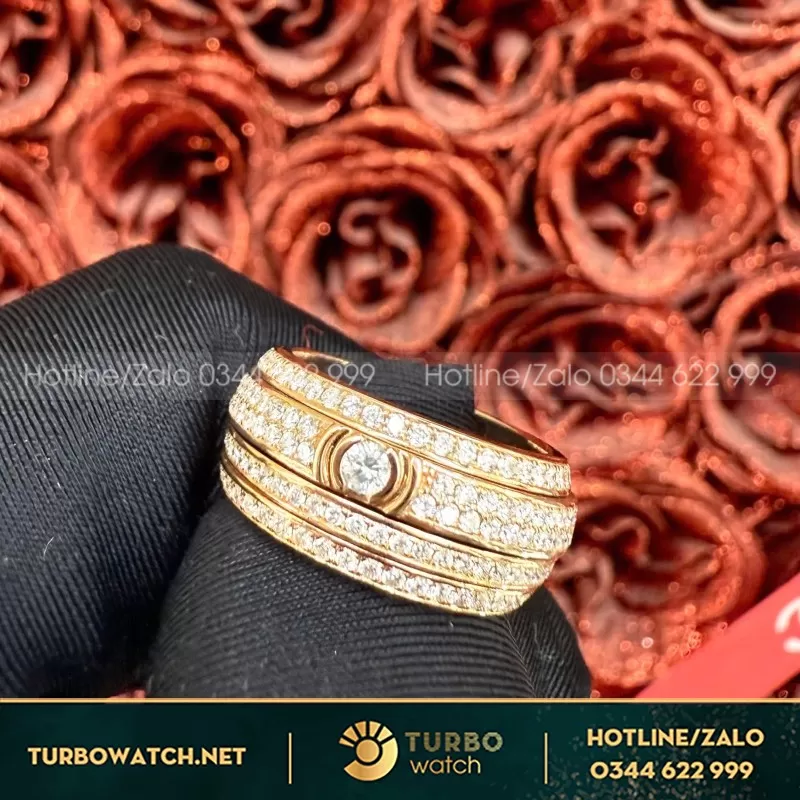Nhẫn Xoay Piaget Vàng Hồng 18K Kim Cương Thiên Nhiên