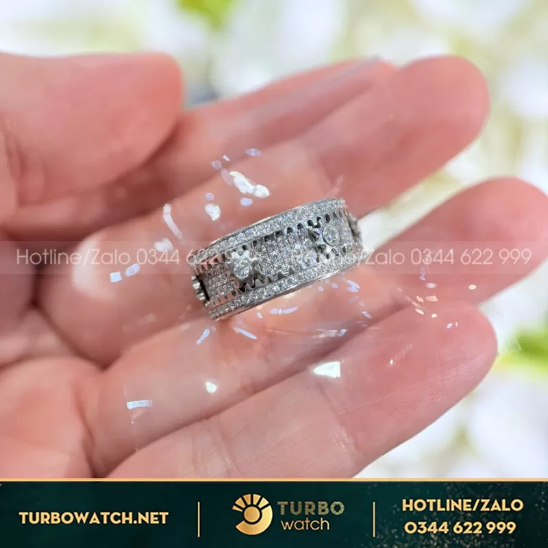 Nhẫn Xoay Vàng Trắng 18K Kim Cương Thiên Nhiên