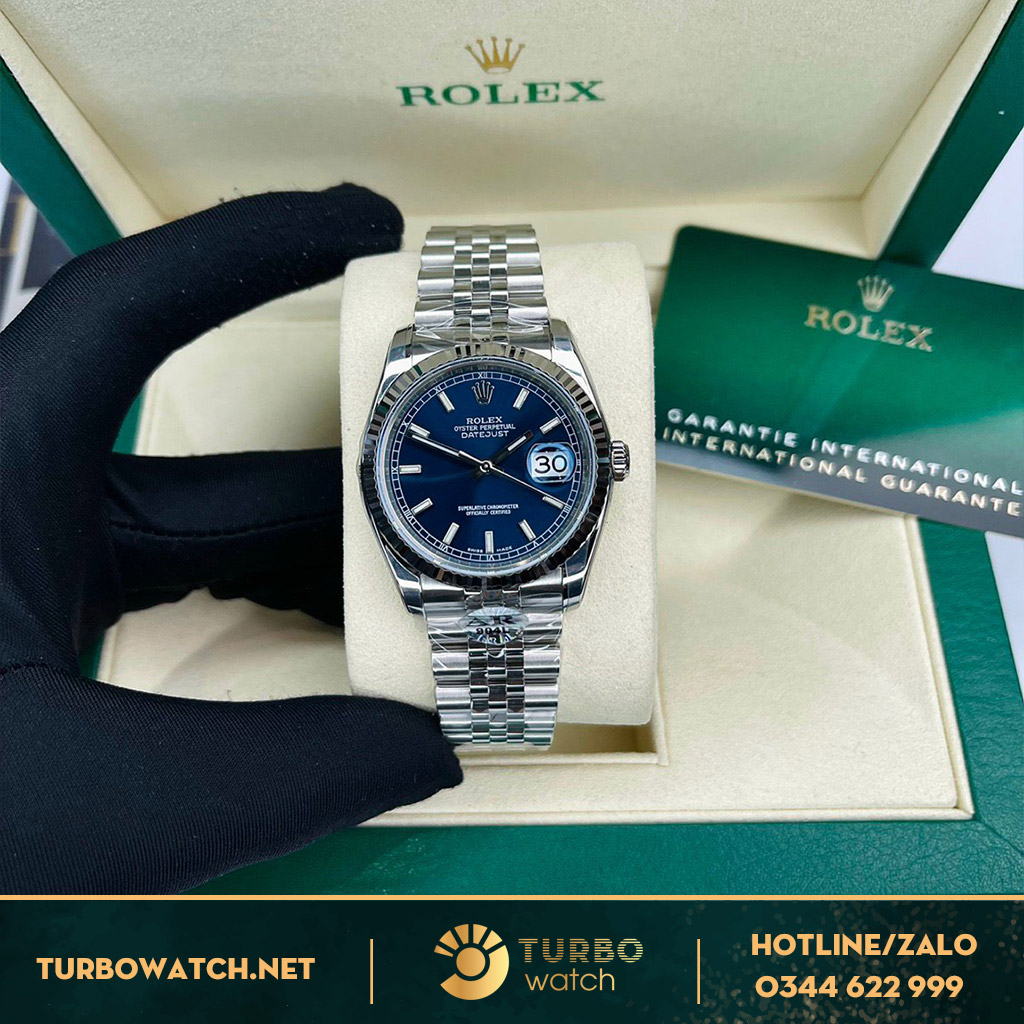 Rolex datejust 36mm blue dial cọc số dạng quang