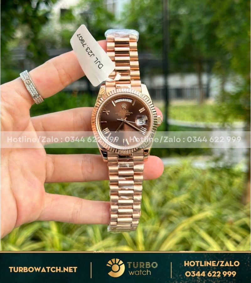 Rolex Day Date 40mm Chocolate Bọc Vàng Full Kiểm định